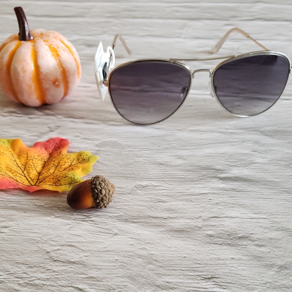 NWT Elle Aviator Silver Thin Rimmed Sunglasses